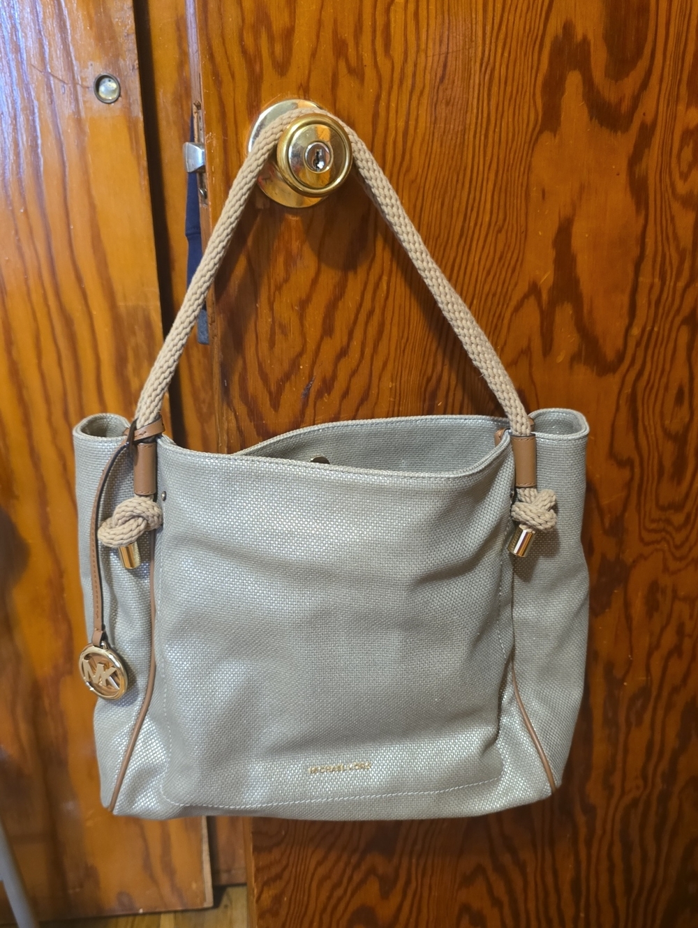 Michael Kors Light Beige Rope-Handle Shoulder Tote